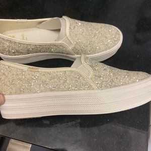 Kate spade for keds white sparkle shoe